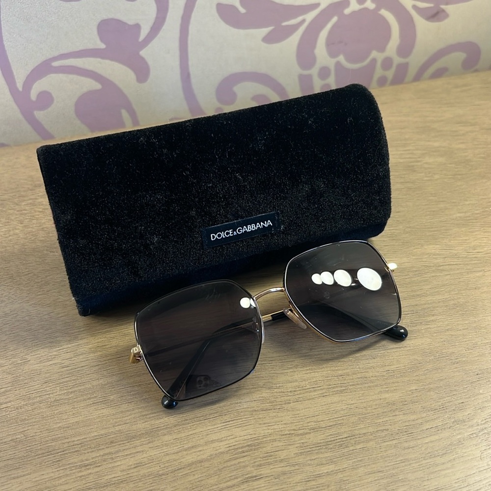 Dolce & Gabbana Women's Gold Frame Black Lens Sunglasses